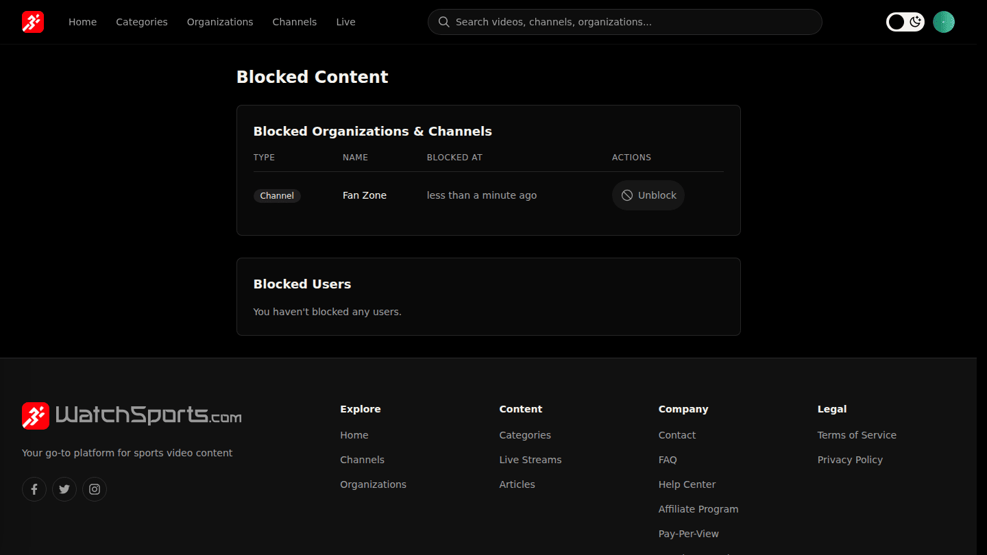 Review blocks on the Blocked Content page