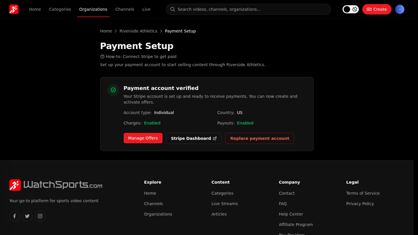 Come back to see Payment account verified