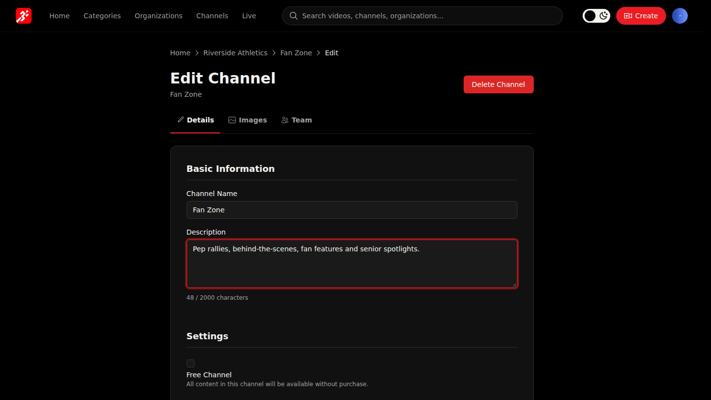 Use the Images tab for the avatar and banner