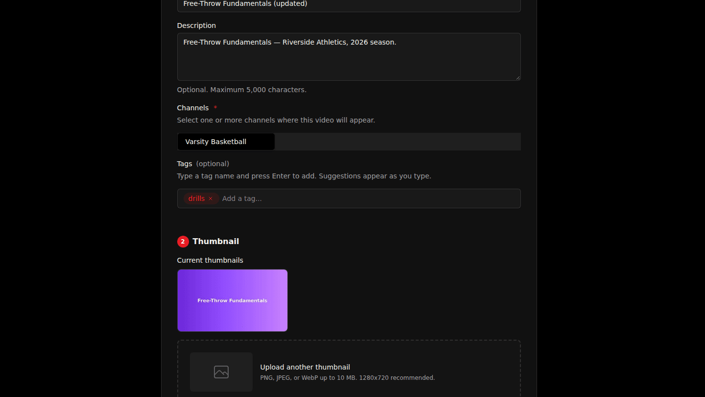 Change the title, description, channels or tags