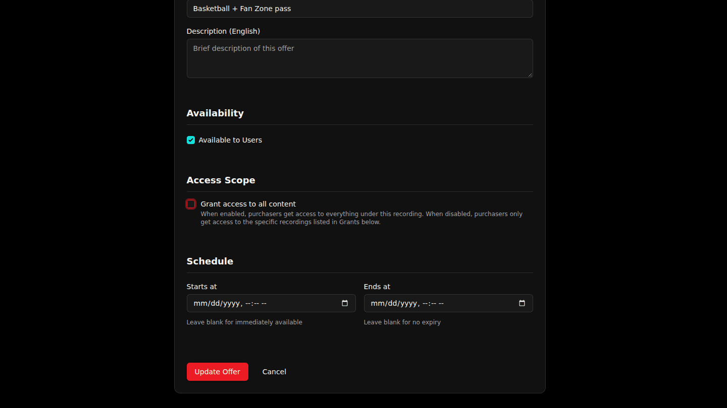 Edit the offer and untick Grant access to all content
