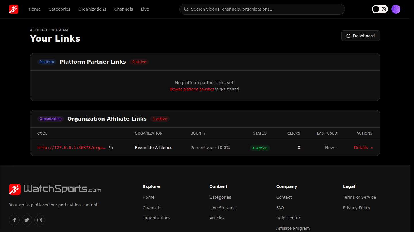 Open your links from the dashboard